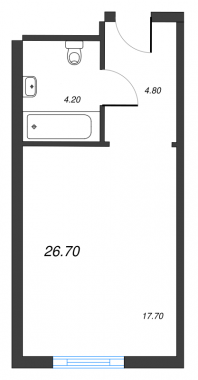 1-комнатная квартира  №1414 в М103: 25.9 м², этаж 14 - купить в Санкт-Петербурге