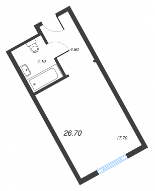 1-комнатная квартира  №1324 в М103: 26 м², этаж 13 - купить в Санкт-Петербурге