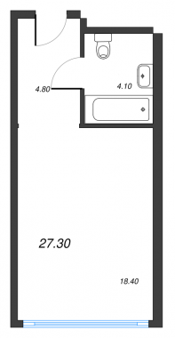 1-комнатная квартира  №204 в ARTSTUDIO М103: 26.9 м², этаж 2 - купить в Санкт-Петербурге