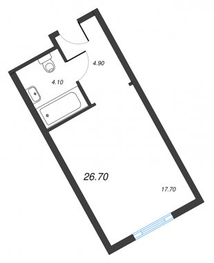 1-комнатная квартира  №1020 в М103: 26 м², этаж 10 - купить в Санкт-Петербурге