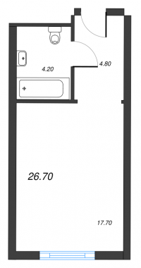 1-комнатная квартира  №1006 в М103: 26.7 м², этаж 10 - купить в Санкт-Петербурге