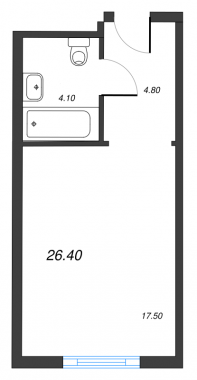 1-комнатная квартира  №302 в М103: 26.4 м², этаж 3 - купить в Санкт-Петербурге