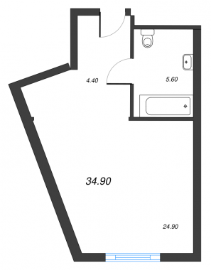 1-комнатная квартира  №716 в М103: 34 м², этаж 7 - купить в Санкт-Петербурге