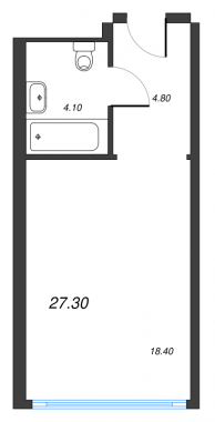 1-комнатная квартира  №206 в ARTSTUDIO М103: 26.8 м², этаж 2 - купить в Санкт-Петербурге