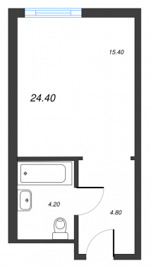 1-комнатная квартира №1413 в ARTSTUDIO М103 1-й корпус: 23.5 м², этаж 14 - купить в Санкт-Петербурге