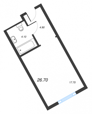 1-комнатная квартира  №1428 в М103: 25.9 м², этаж 14 - купить в Санкт-Петербурге