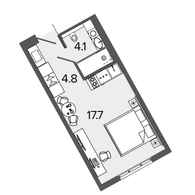 1-комнатная квартира  №1626 в М103: 26 м², этаж 16 - купить в Санкт-Петербурге