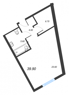 1-комнатная квартира  №834 в М103: 38.8 м², этаж 8 - купить в Санкт-Петербурге