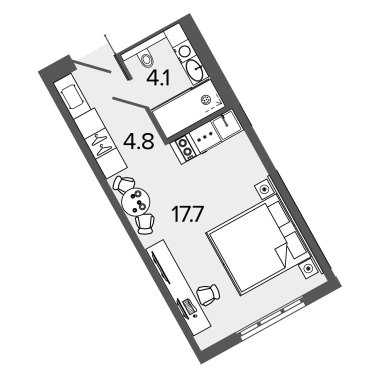 1-комнатная квартира  №1630 в М103: 26 м², этаж 16 - купить в Санкт-Петербурге