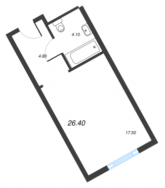 1-комнатная квартира  №330 в М103: 26.4 м², этаж 3 - купить в Санкт-Петербурге