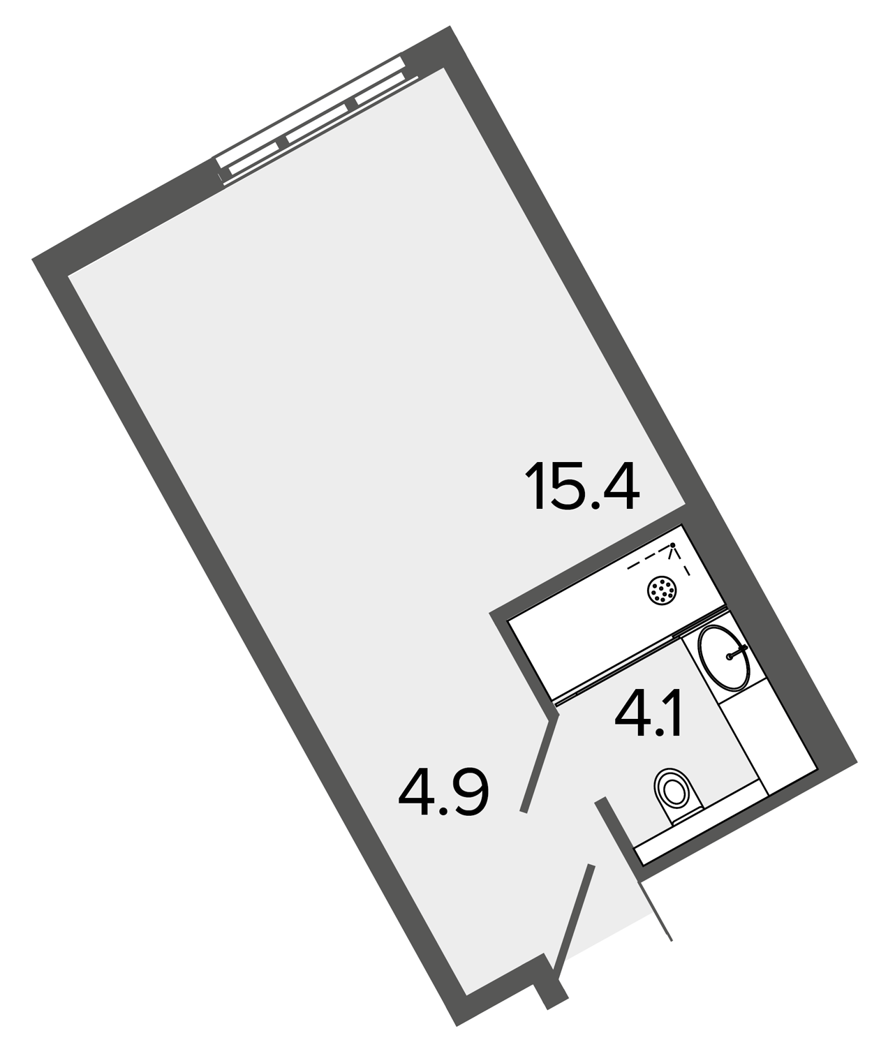 1-комнатная квартира  №1023 в ARTSTUDIO М103: 23.9 м², этаж 10 - купить в Санкт-Петербурге
