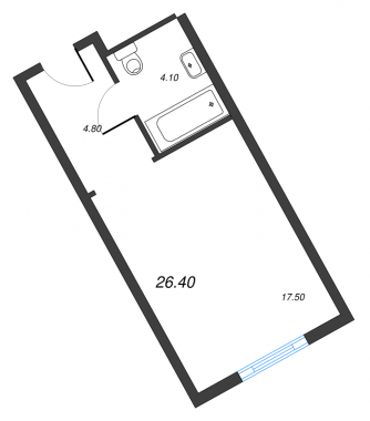 1-комнатная квартира  №326 в М103: 26.4 м², этаж 3 - купить в Санкт-Петербурге