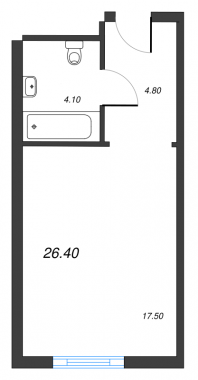 1-комнатная квартира  №314 в М103: 26.4 м², этаж 3 - купить в Санкт-Петербурге