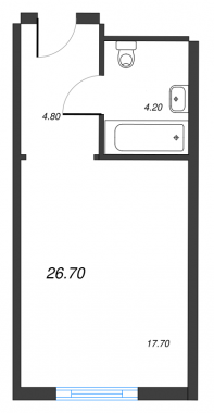 1-комнатная квартира  №912 в М103: 25.8 м², этаж 9 - купить в Санкт-Петербурге