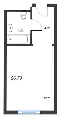 1-комнатная квартира  №710 в М103: 25.8 м², этаж 7 - купить в Санкт-Петербурге
