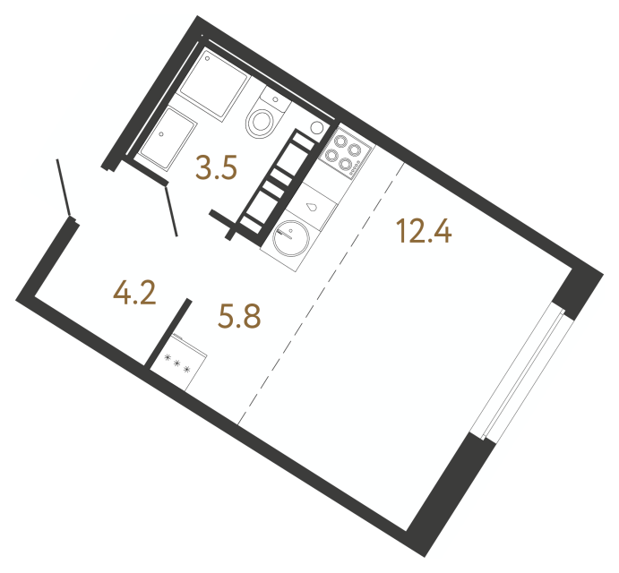 1-комнатная квартира  №191 в Куинджи: 25.9 м², этаж 9 - купить в Санкт-Петербурге