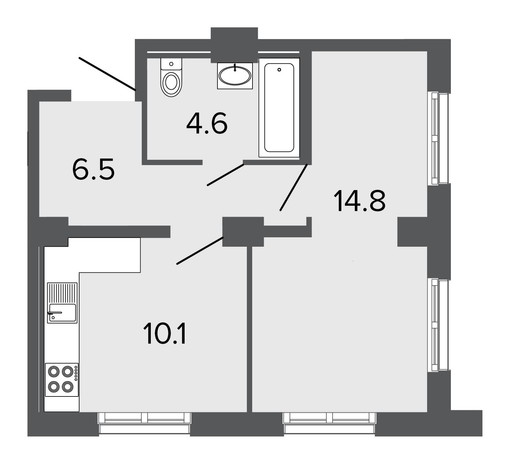 1-комнатная квартира, 36 м²; этаж: 2 - купить в Санкт-Петербурге