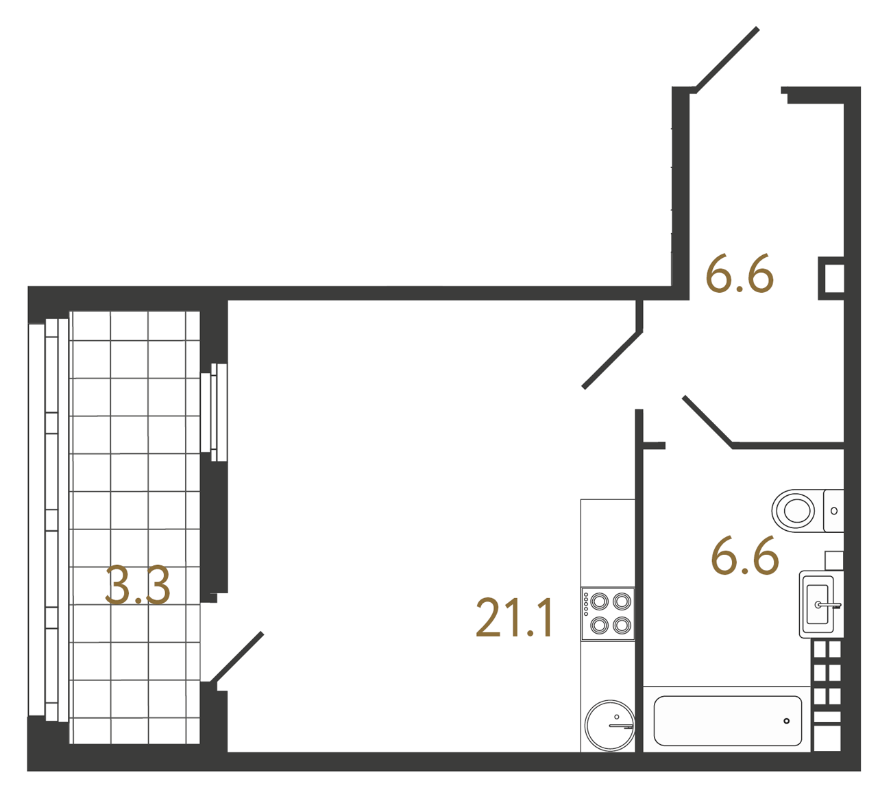 1-комнатная квартира  №76 в Миръ: 34.3 м², этаж 5 - купить в Санкт-Петербурге