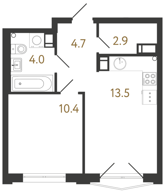 1-комнатная квартира  №377 в Струны I: 35.5 м², этаж 7 - купить в Санкт-Петербурге