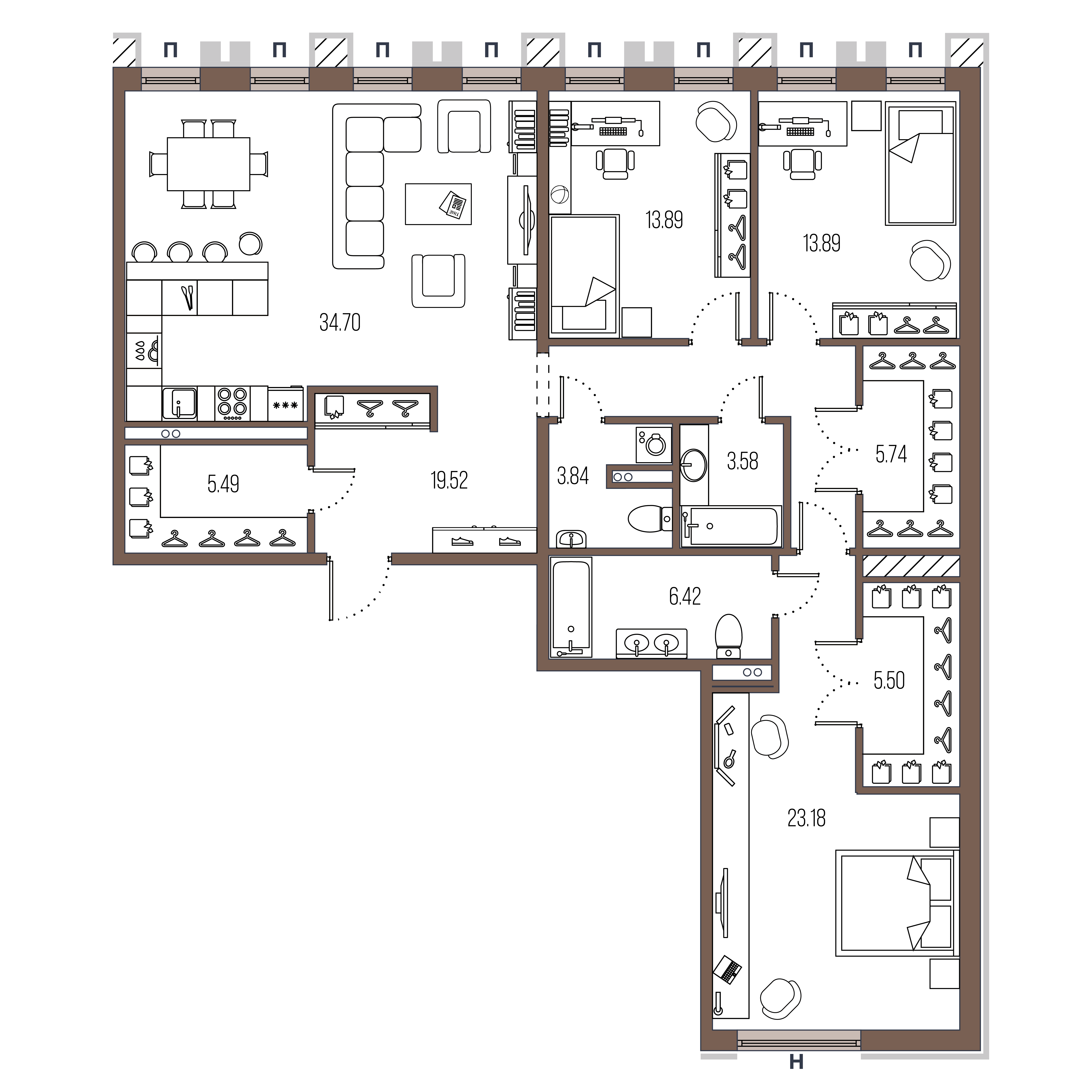 3-комнатная квартира, 140 м²; этаж: 2 - купить в Санкт-Петербурге
