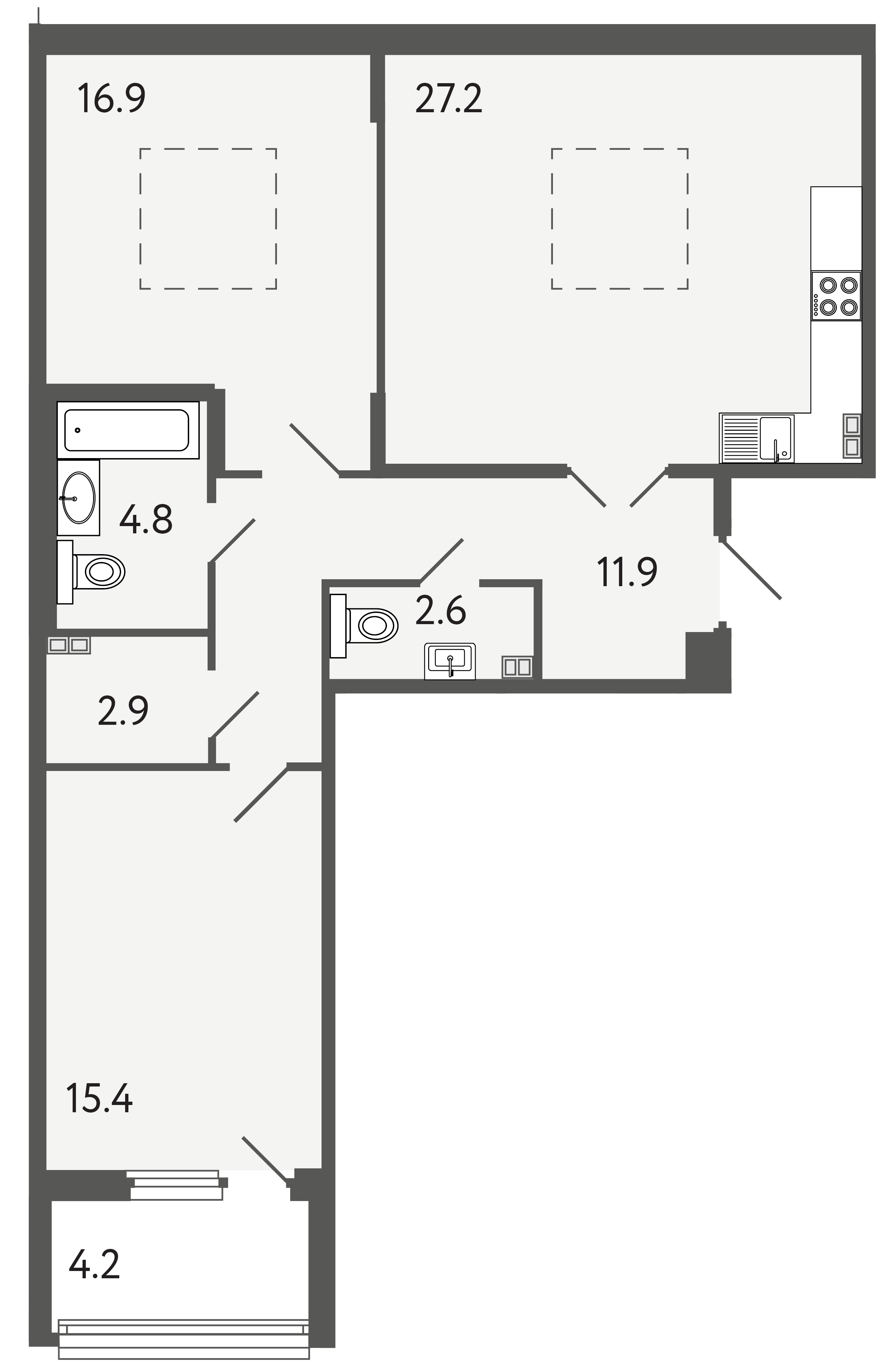 2-комнатная квартира  №24 в Созидатели: 81.7 м², этаж 4 - купить в Санкт-Петербурге
