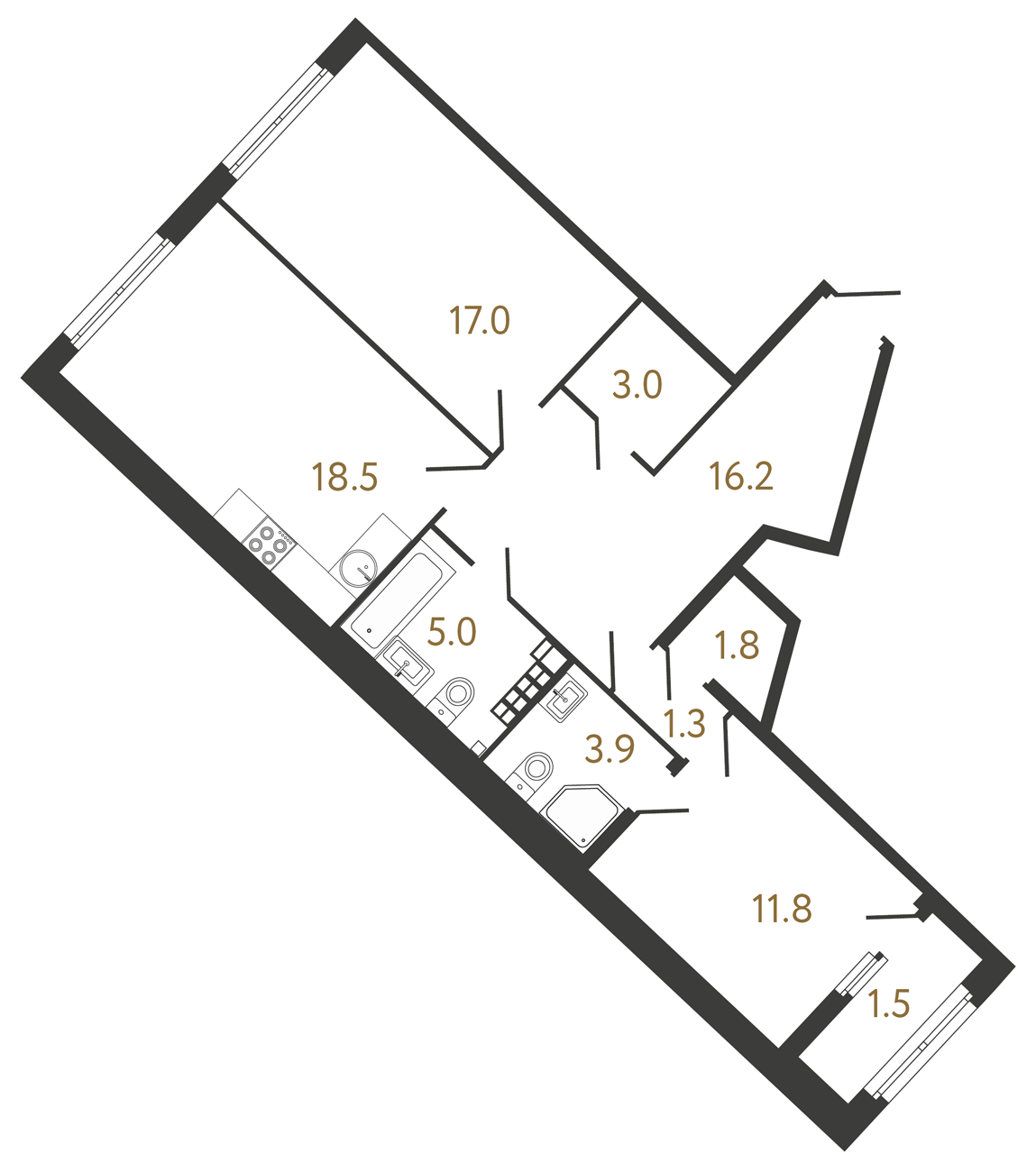 2-комнатная квартира  №10 в Миръ: 78.5 м², этаж 5 - купить в Санкт-Петербурге
