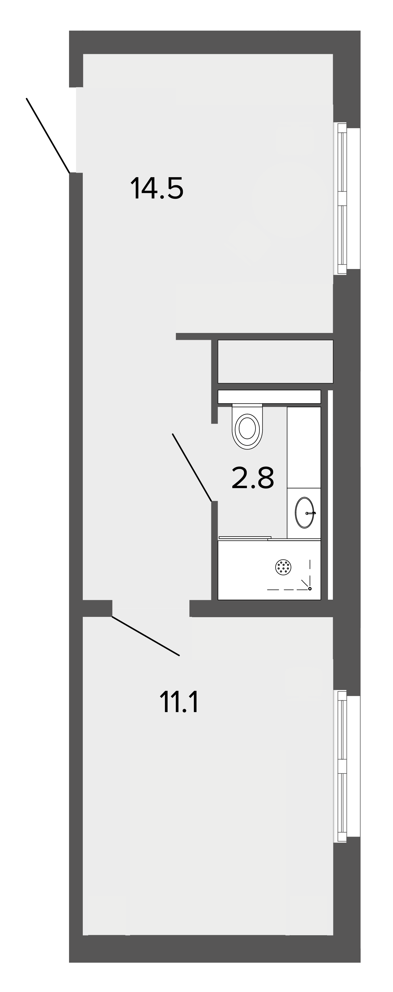 1-комнатная квартира  №317 в ArtStudio Moskovsky: 28.3 м², этаж 8 - купить в Санкт-Петербурге