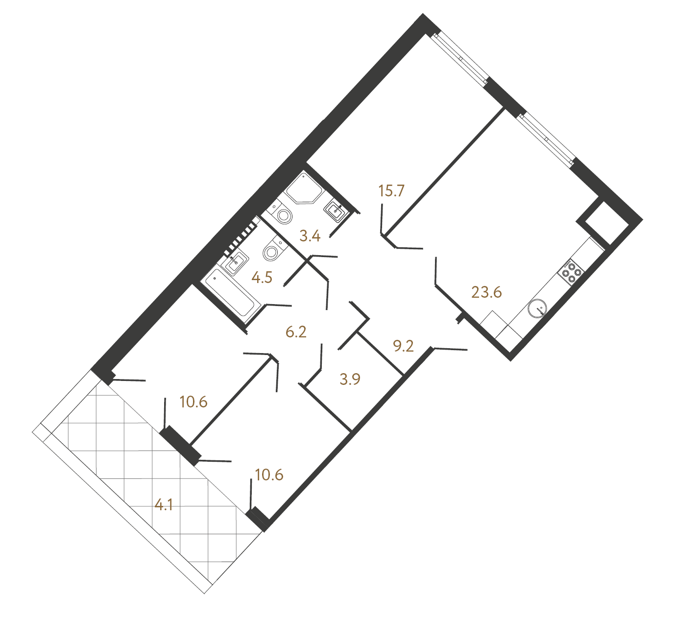 3-комнатная квартира  №180 в Миръ: 87.7 м², этаж 8 - купить в Санкт-Петербурге