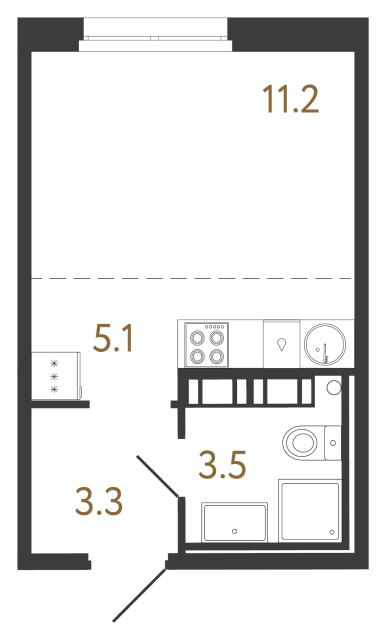 1-комнатная квартира  №235 в Neva Haus: 23.1 м², этаж 14 - купить в Санкт-Петербурге
