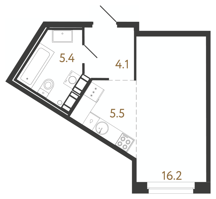 1-комнатная квартира  №178 в Aura: 31.2 м², этаж 8 - купить в Санкт-Петербурге