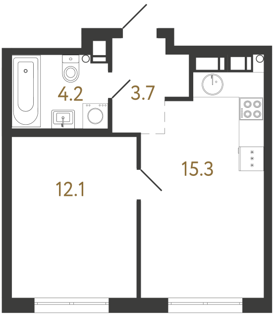 1-комнатная квартира, 35.1 м²; этаж: 4 - купить в Санкт-Петербурге