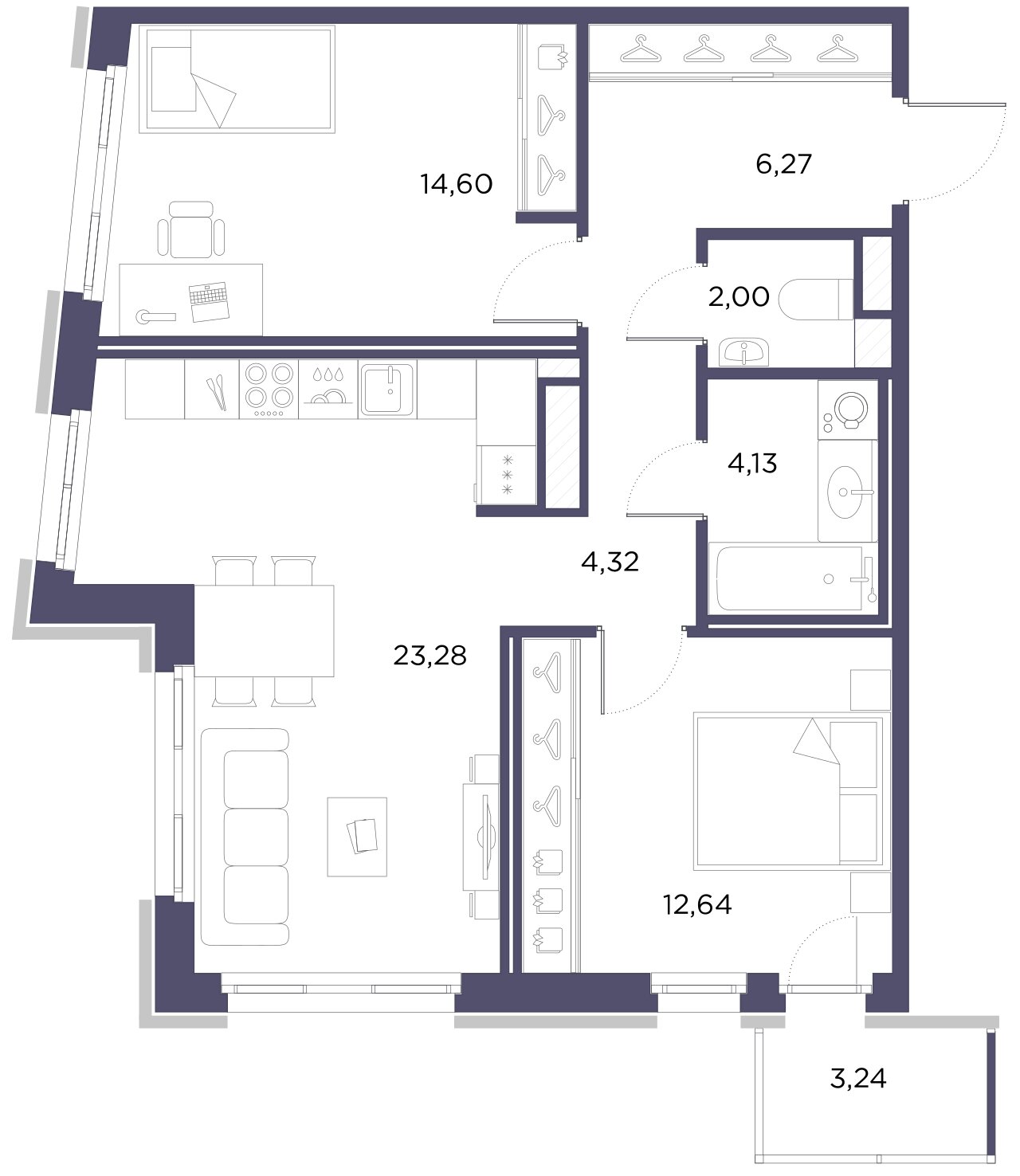 2-комнатная квартира, 67.24 м²; этаж: 10 - купить в Санкт-Петербурге