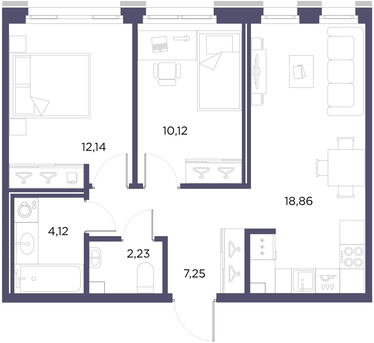 2-комнатная квартира, 53.98 м²; этаж: 3 - купить в Санкт-Петербурге