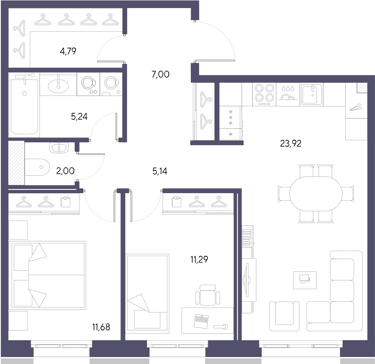 2-комнатная квартира  №411 в Черная речка, 41: 71.06 м², этаж 2 - купить в Санкт-Петербурге