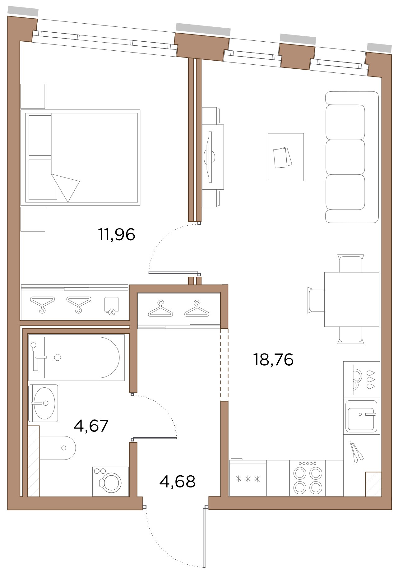 1-комнатная квартира  №11 в Лисичанская, 22: 40.07 м², этаж 2 - купить в Санкт-Петербурге