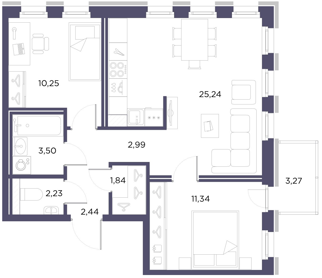 2-комнатная квартира, 59.15 м²; этаж: 2 - купить в Санкт-Петербурге