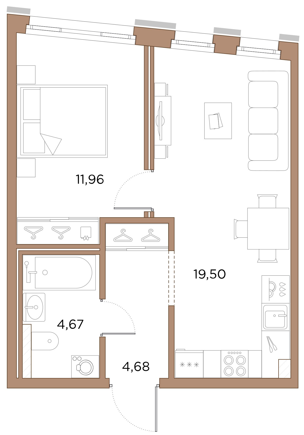 1-комнатная квартира  №30 в Черная речка, 41: 40.07 м², этаж 3 - купить в Санкт-Петербурге