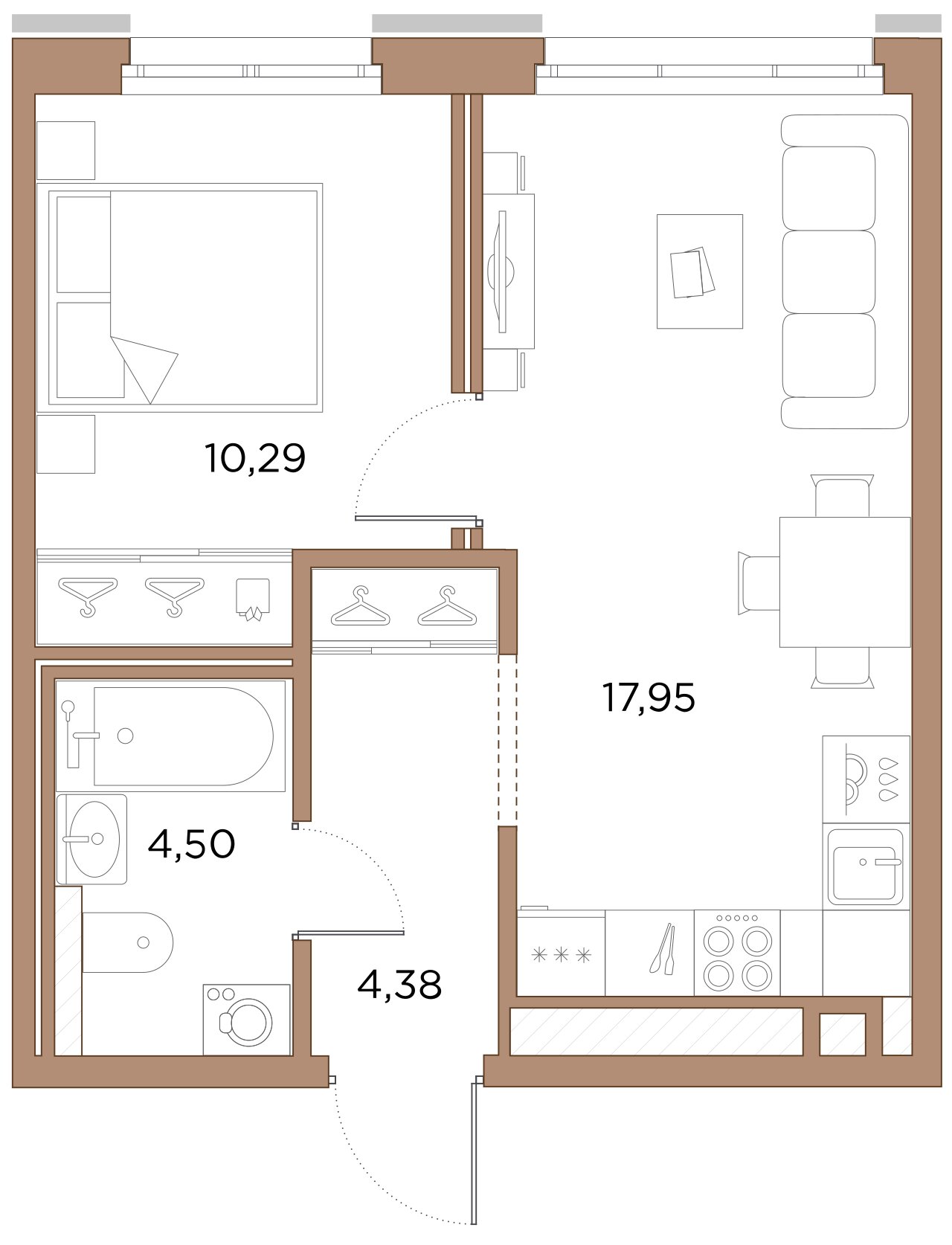 1-комнатная квартира  №126 в Лисичанская, 22: 36.08 м², этаж 8 - купить в Санкт-Петербурге