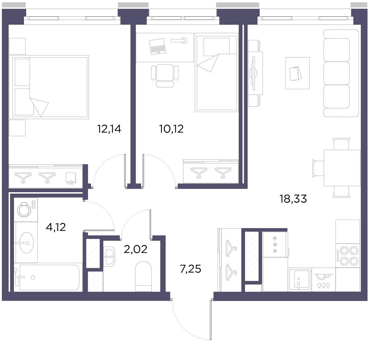 2-комнатная квартира, 53.98 м²; этаж: 10 - купить в Санкт-Петербурге