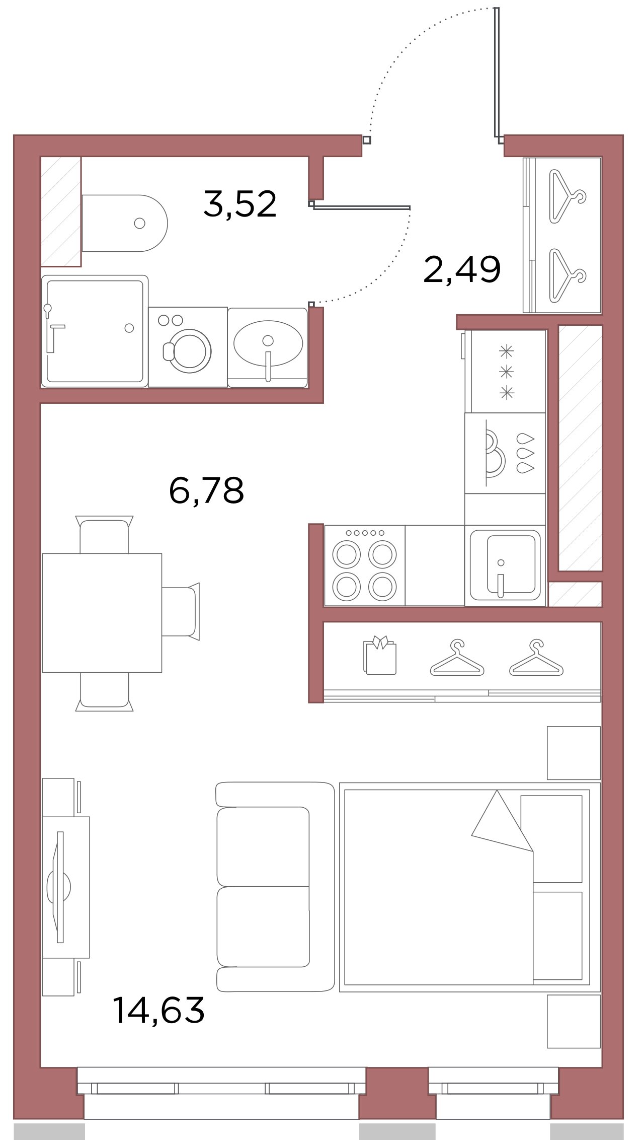 1-комнатная квартира  №153 в Лисичанская, 22: 27.19 м², этаж 10 - купить в Санкт-Петербурге
