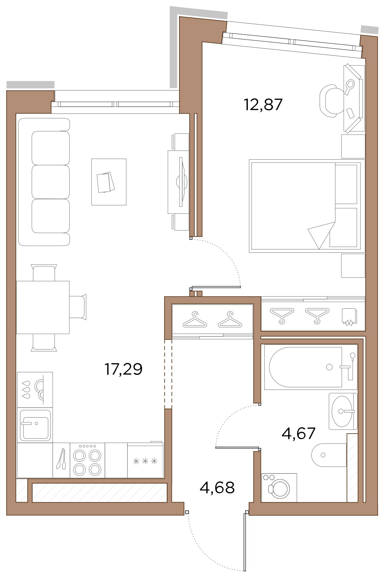 1-комнатная квартира  №48 в Черная речка, 41: 39.51 м², этаж 4 - купить в Санкт-Петербурге