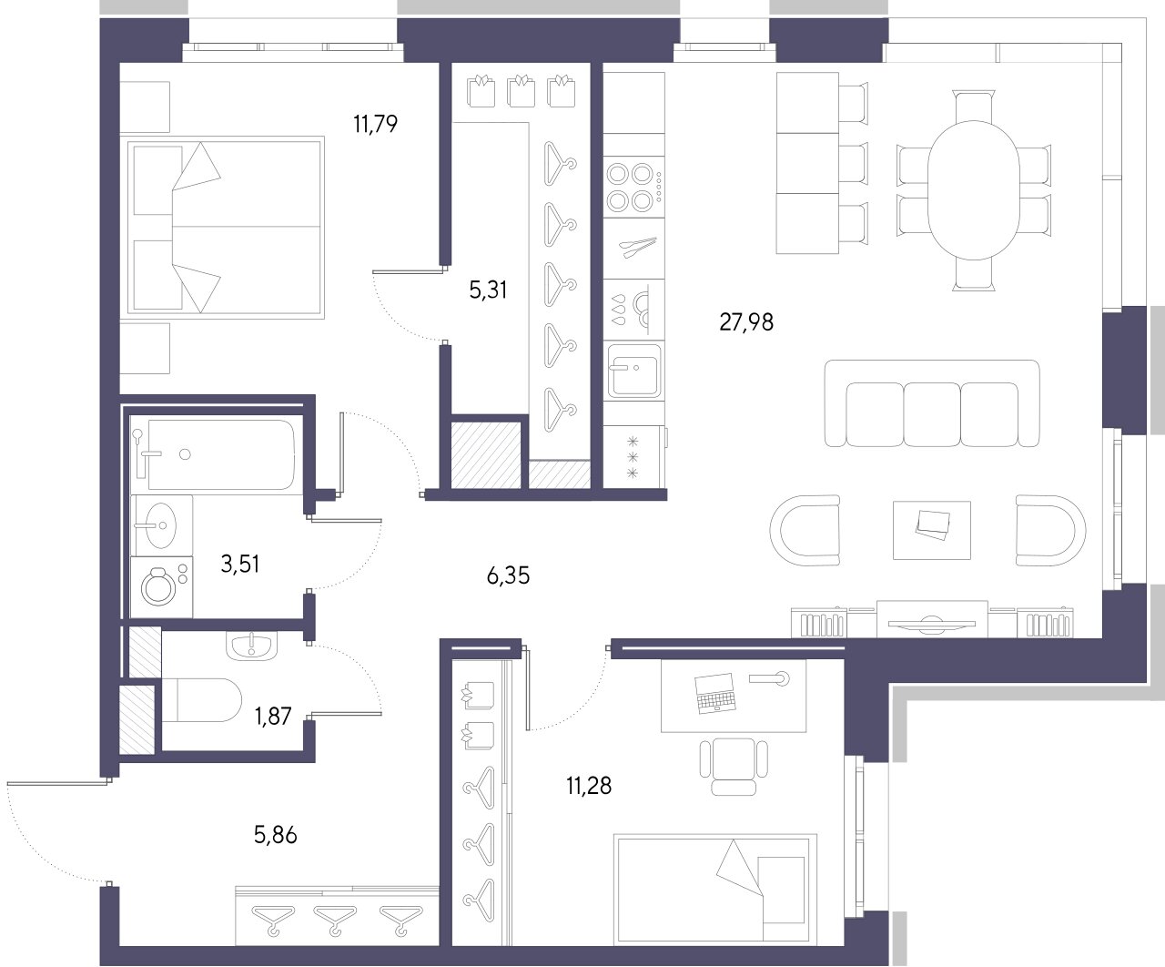 2-комнатная квартира  №299 в Черная речка, 41: 73.95 м², этаж 7 - купить в Санкт-Петербурге