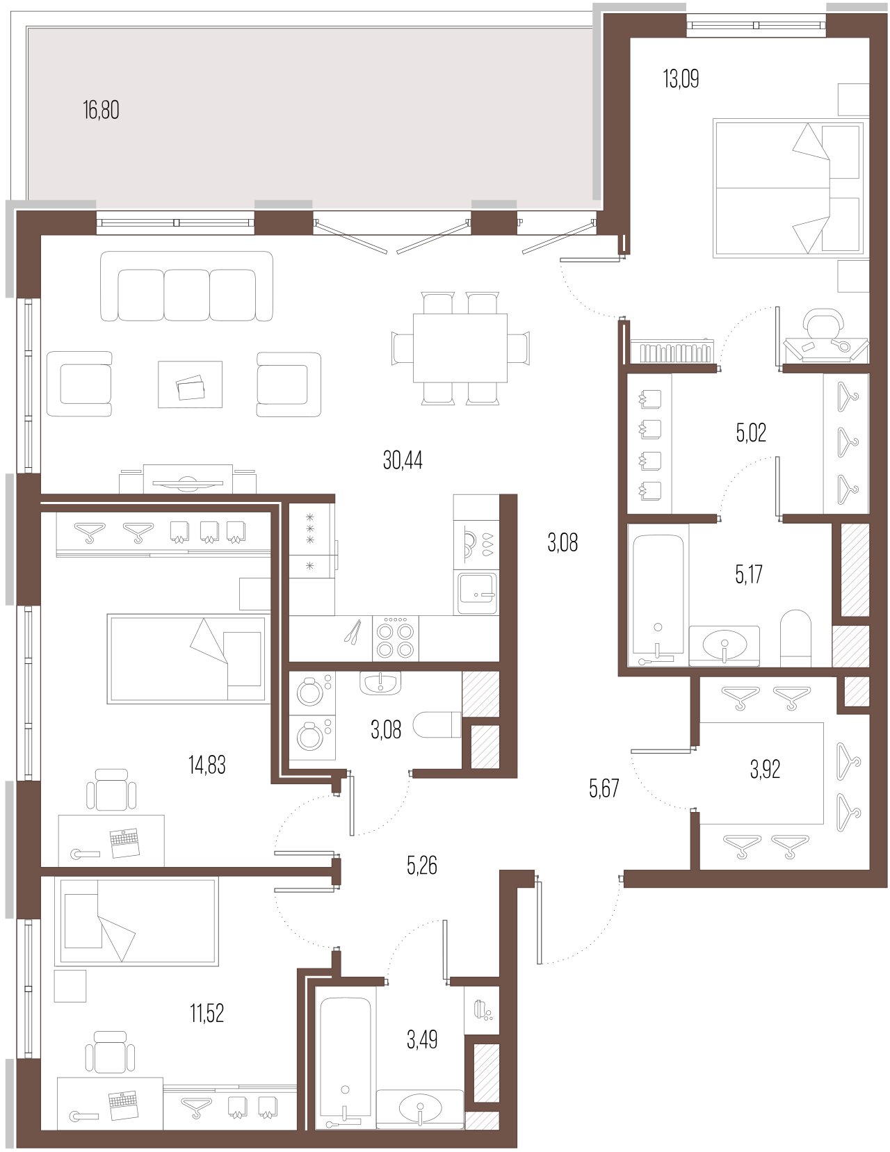 3-комнатная квартира, 104.8 м²; этаж: 9 - купить в Санкт-Петербурге