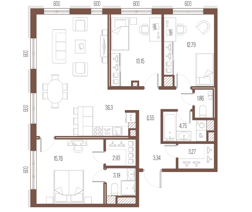 3-комнатная квартира, 104 м²; этаж: 7 - купить в Санкт-Петербурге