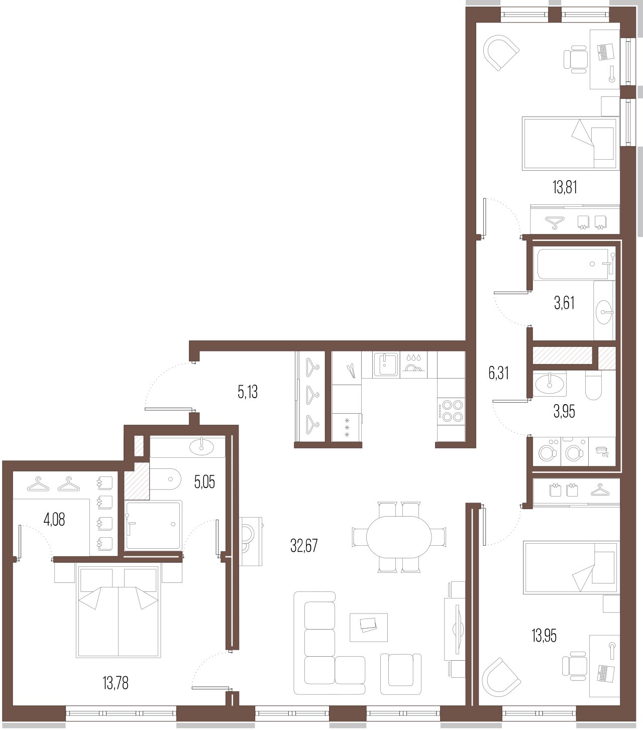3-комнатная квартира, 102.1 м²; этаж: 8 - купить в Санкт-Петербурге