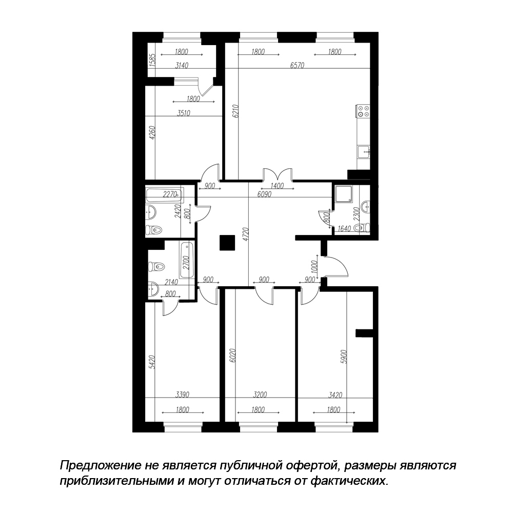 3-комнатная квартира  №165 в Петровская доминанта: 157 м², этаж 3 - купить в Санкт-Петербурге