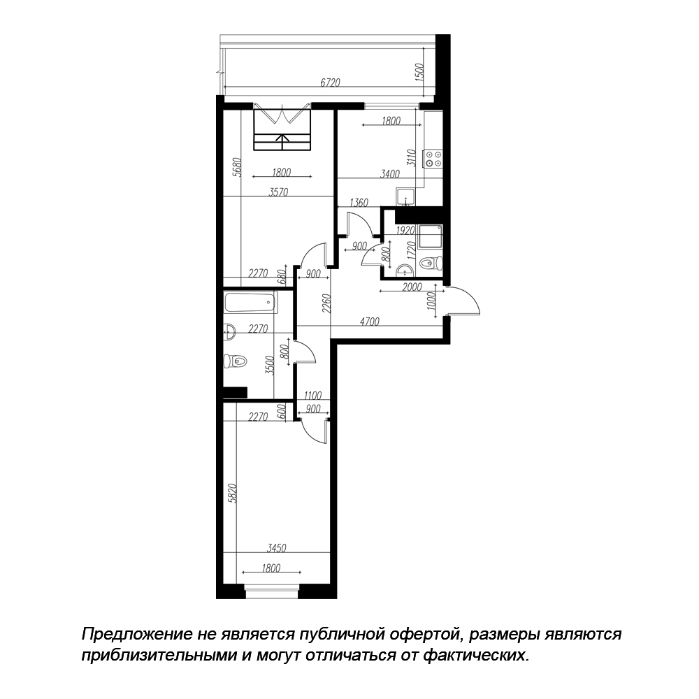 2-комнатная квартира  №157 в Петровская доминанта: 78.8 м², этаж 9 - купить в Санкт-Петербурге