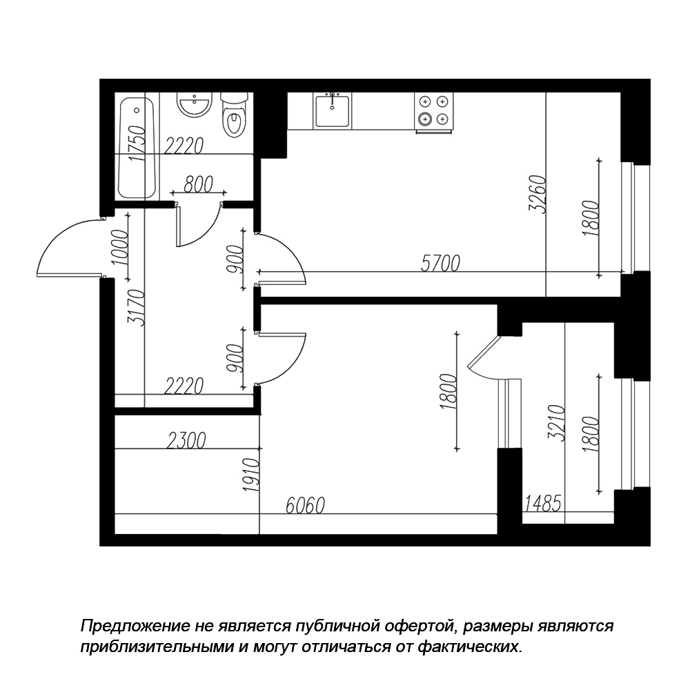1-комнатная квартира  №186 в Петровская доминанта: 49.6 м², этаж 6 - купить в Санкт-Петербурге