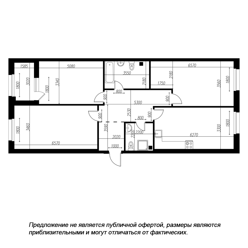 3-комнатная квартира  №206 в Петровская доминанта: 112.9 м², этаж 2 - купить в Санкт-Петербурге