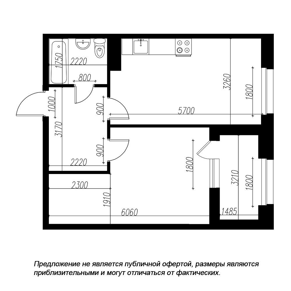 1-комнатная квартира  №174 в Петровская доминанта: 49.5 м², этаж 4 - купить в Санкт-Петербурге
